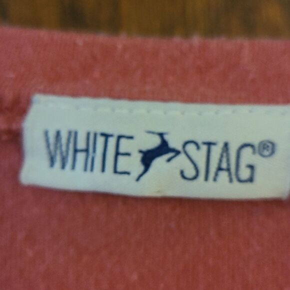 Large White Stag Berry Red Long Sleeved Top - Picture 3 of 4